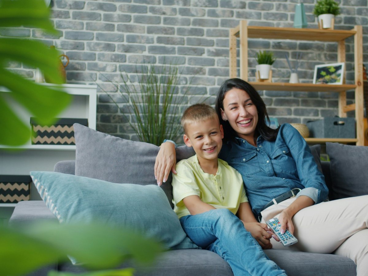 A family watching live channels together on FalconIPTV